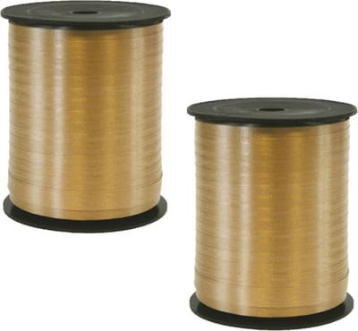 2x rollen cadeaulint/sierlint in de kleur goud 5 mm x 500 meter - Krul linten voor bloemen/ballonnen