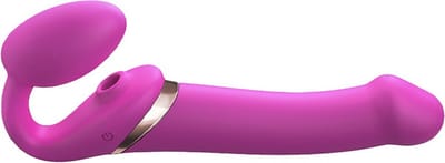 Strap-On-Me - Strapless Strap-on Vibrator Met Luchtdruk Stimulatie - Roze - Maat L