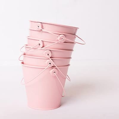 Kleine Metalen Emmers met Handvatten - Levenslange Emmer - Multifunctionele Emmer voor Feestjes, Organisatie, School, Huwelijken, Tuin - Set van 6