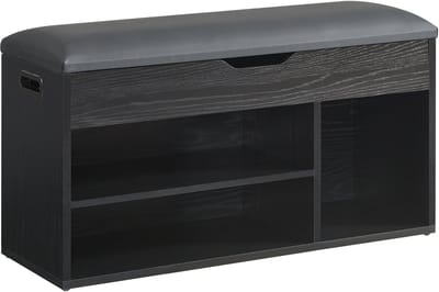 ACAZA Schoenenkast - Schoenenrek - Schoenenbank - Met Zitkussen - 80 x 30 x 45 cm - Zwart