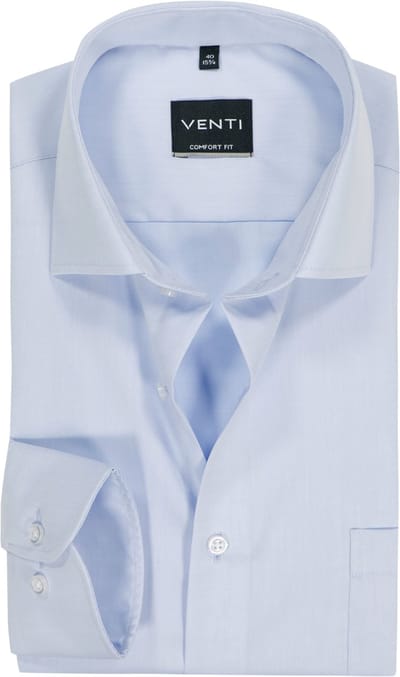 VENTI CASA MODA comfort fit overhemd - mouwlengte 7 - structuur - lichtblauw - Strijkvrij - Boordmaat: 40 (EU maat: M)