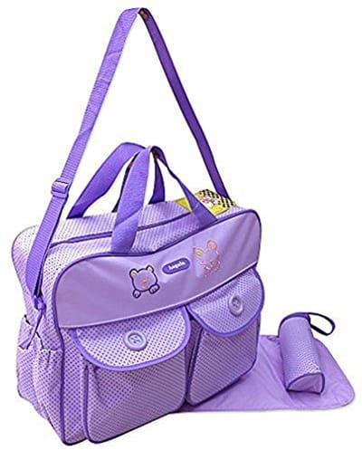 XXL 3-delige luiertas in lila - Ruime verzorgingstas voor baby met accessoires