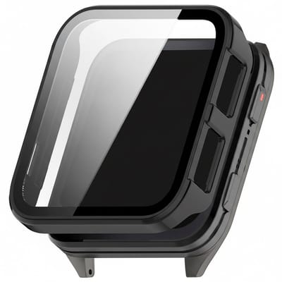 Screenprotector case - geschikt voor Garmin Venu X1 - full cover hoesje - gehard glas - volledige bescherming - zwart