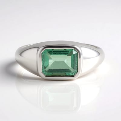 Cavill - Zilveren ring met groene fluoriet 1,872 ct - 925 sterling zilver geplatineerd - Octagonaal geslepen - Elegant en modern design