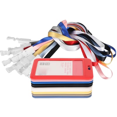 10 stuks Badgehouder Assorti Kleur Mat Plastic Afgeronde Hoek Bus Kaarthouder met Lanyard voor