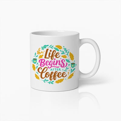 Life Begins After Coffee Koffiemok 330ml – Grappige Quote Beker – Perfect Cadeau voor Koffieliefhebbers & Ochtendmotivatie