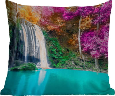 Tuinkussen - Waterval - Bomen - Roze - Bruin - Natuur - 40x40 cm - Weerbestendig