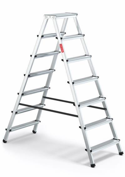 Baulich Aluminium huishoudladder opvouwbaar - 7 treden dubbelzijdig met antislip treden - werkhoogte 304 cm, max. 120 kg
