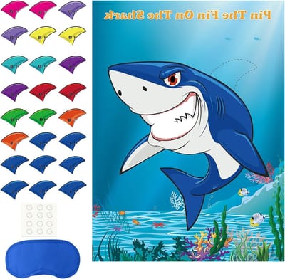 Pin de vin op de haai spel met 24 vinnen voor haai verjaardagspartij versiering en feestbenodigdheden, leuk spel voor kinderen