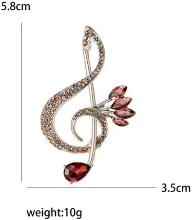 Actie4you® - Broche - Muzieknoot - Elegant & Tijdloos - 6 cm – Muziek Broche – Speld - Rood