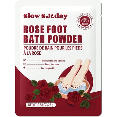 SlowSunday Rozen Voetbadpoeder, Hydraterende, Vochtinbrengende, Revitaliserende en Exfoliërende Voetverzorging, Nieuwjaar, Geschikt voor de Winter, Voor Valentijnsdag, Valentijnscadeau, Valentijnsdagcadeau, Voor Ramadan, Ramadanfeesten en -cadeaus, Ideaal voor een feestje
