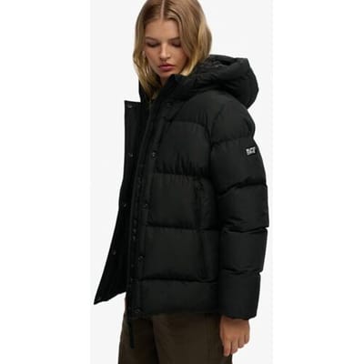 Superdry Sportieve Halflange Gewatteerde Jas Met Capuchon Black Grootte: 46