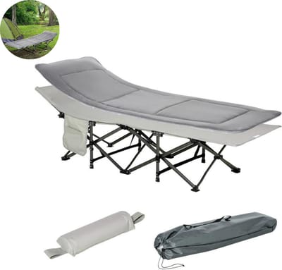 Veldbed - Kampeerbed - Vouwbed - Ligbed - Stretcher- Campingbedje - Opvouwbaar - 1 Persoons - Grijs