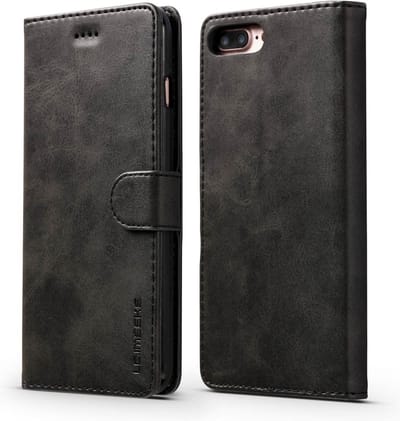 LC.IMEEKE Hoesje - Geschikt voor iPhone SE (2022/2020), iPhone 8 / 7 Hoesje - LC.IMEEKE Luxe Book Case - Zwart