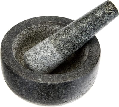 Famanu – Massieve granieten steenvijzel met stamper, Ø 14 cm, geschikt voor kruiden, specerijen en pesto