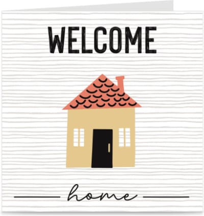 WELCOME HOME | kaart / wenskaart met envelop | weer thuis