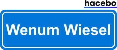 Hacebo - Plaatsnaam Sticker - 29x10 CM - Wenum Wiesel sticker - Verkeersborden sticker - grappige cadeaus - Wenum Wiesel