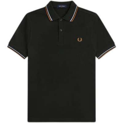 Fred Perry Twin tipped polo - night green dusky blue dark caramel