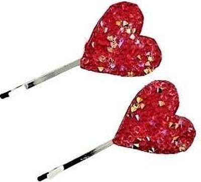 2 x Hair Pins Made With Crystal Rock From Swarovski red