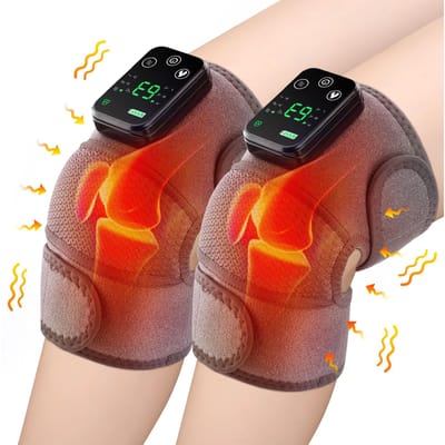 3-in-1 paar thermische schoudermassagers voor knieën, schouders, ellebogen, verwarmde draadloze ondersteuningsbanden