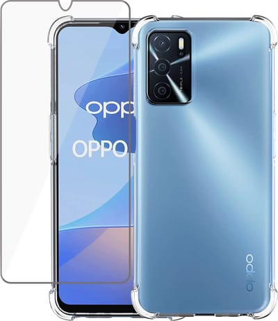 Geschikt voor Oppo A16/A16s Hoesje + Screenprotector - Transparant Case met Cover Glas