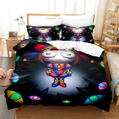 3D Printen The Amazing Digital Circus Beddengoedset Cartoon Anime driedelige set Volwassene Kind Slaapkamer Dekbedovertreksets Huishoudtextiel US Twin 173x218cm