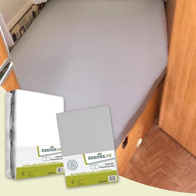 Dexitex Textielpakket Frans bed - 1 hoeslaken en 1 molton - rechts Licht grijs