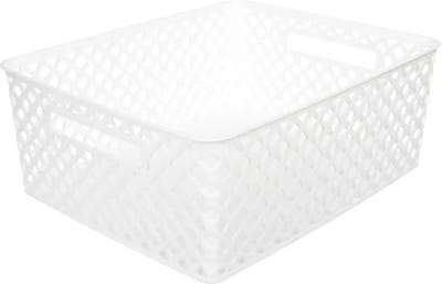 5Five Opbergmand/box van kunststof - wit - 29 x 35 x 13 cm - 11 liter