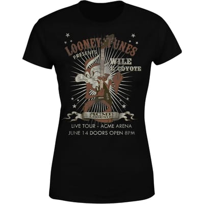 Looney Tunes Wile E Coyote Concert Dames T-shirt - Zwart - 3XL