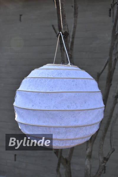 ByBazz - Tuin Lampion Wit Ø 35 cm - Tuinlampion - Tuin - Camping - Feest - Stof rotan - Bohemien - Ibiza
