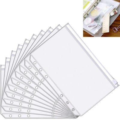 TOVBMUP A5-maphoezen - Maphoezen - Transparante PVC-maphoezen - Ritsmappen - geschikt voor A5-notitieboek, planner, maphoezen - 10 stuks - 6 gaten