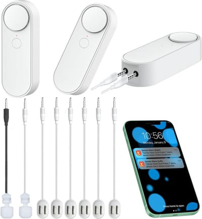 Water Sensor - Lekdetector - Wateroverlast Voorkomen - 3 Sensoren 6 Probes - 9x3x9 cm - Zwart