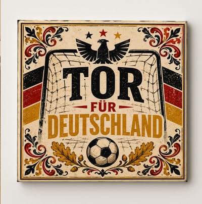Duitsland Goal Decoratieve Keramische Tegel – Tor für Deutschland Voetbal Fan Wandtegel – Zwart Rood Goud Supporter Cadeau