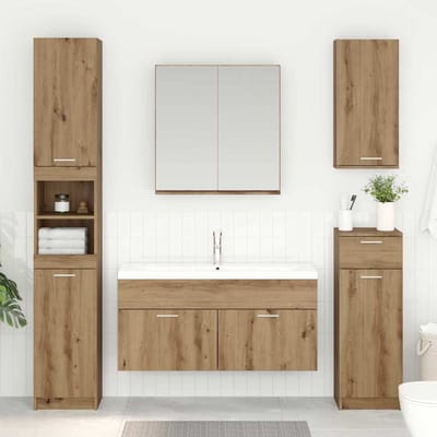 vidaXL Wastafelkast met opslag met de deur Artisan Eiken Bewerkt hout