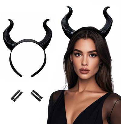 Daity Duivelshoorn hoofdband - zwarte cosplay hoorn hoofdband - gothic beauty Halloween kostuum - haaraccessoires - kapsel geschikt voor Halloween - kerstfeest kostuum