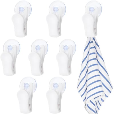Dailygoods- Zuignapklemmen 8 stuks - Witte Zuignappen - Handdoekclips - Multifunctionele Zuignappen - Sterke Zuigkracht - Duurzaam Verenstaal