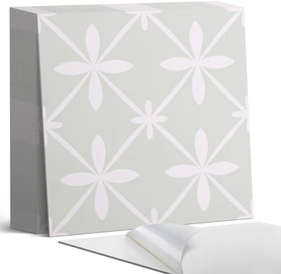 Coloray Plaktegels - Bloemenpatroon in mesh Zelfklevende Tegels - 20 cm x 20 cm - Grijs Plaktegels - 20 stuks - Vierkant PVC Tegels - Plaktegels Badkamer - Plaktegels Vloer - Vinyl Tegels - Wandtegel Zelfklevend