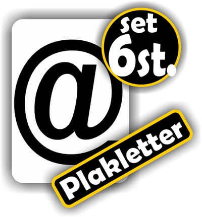 Jerma - Plakletters - Leesteken - @ - Sticker - Set – 6 stuks - Vinyl - 5 x 7 cm - Weerbestendig