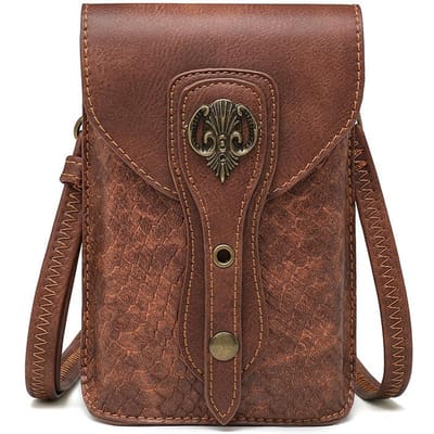 Europese en Amerikaanse Punk Dames Tas, Retro Bruin Outdoor Mobiele Telefoon Kleingeld Mini Tas, Sportieve en Casual Mini Heuptas brown