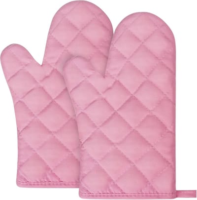 Ovenwanten Pannenlappen - Kookhandschoenen Bakhandschoenen - Veilig Koken - Hittebestendig Katoen - 356F - Gequilt Roze