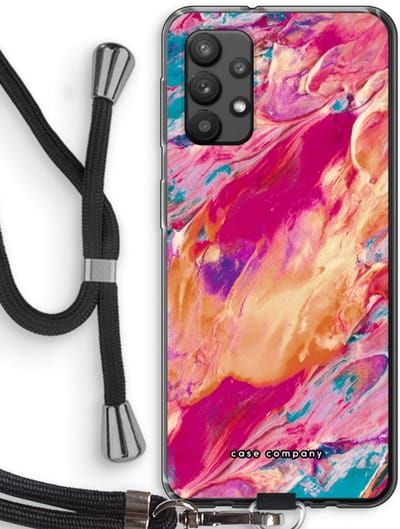 Case Company® - Hoesje met koord geschikt voor Samsung Galaxy A32 4G hoesje met Koord - Pastel Echoes - Telefoonhoesje met Zwart Koord - Bescherming aan alle Kanten en Over de Schermrand