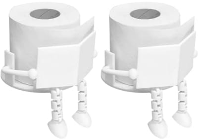 longziming -Toilettenpapierhouder - WC Rolhouder - 3D-Geprinte Houder - Geen Boren Nodig - Decoratief Gewichtheffer Ontwerp - Robuust En Lichtgewicht - Ideaal Voor Kleine Ruimtes - Wit - 2 Stuks