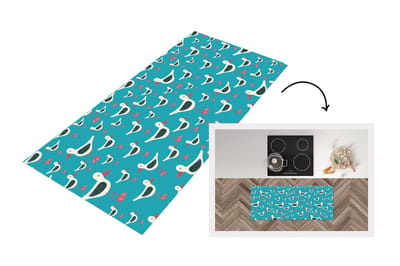 Keukenloper - Loper keuken - Retro - Zeemeeuw - Patronen - Kind - 120x50 cm - Keukenloper vinyl
