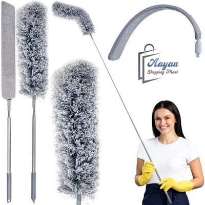 telescoopstofborstel met 2 opzetstukken–4-in-1 schoonmaakborstel–Bereik Elke Hoek Zonder Ladder–schoonmaak borstel–handborstel–84 cm t/m 250 cm–15099