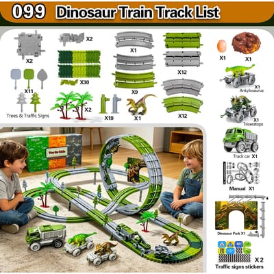 Elektrische Dinosaurus Trein Baan Auto Speelgoed Doe-het-zelf Koppelen Spoorweg Voertuig Speelset Educatief Cadeau Verjaardag Kerst gray