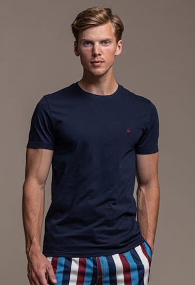 Laurent Vergne - Heren - T-shirt - Donkerblauw - 100% Katoen - maat XS - Slim fit