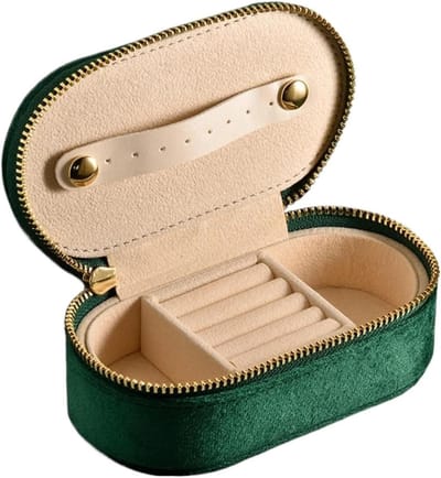 Draagbare Sieradenorganizer - Juwelenkistje Reis - Sieraden Opbergen - Beschermende Voering - 10x10x10 mm - Groen