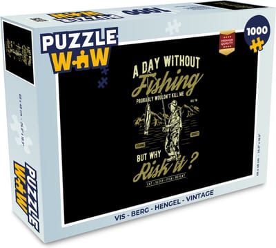 Puzzel Vis - Berg - Hengel - Vintage - Legpuzzel - Puzzel 1000 stukjes volwassenen