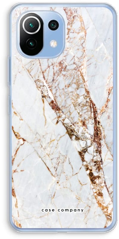 Case Company® - Hoesje geschikt voor Xiaomi Mi 11 Lite hoesje - Goud marmer - Soft Cover Telefoonhoesje - Bescherming aan alle Kanten en Schermrand