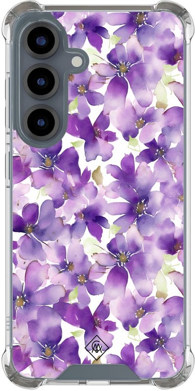 Casimoda® hoesje - Geschikt voor Samsung Galaxy S25 - Floral Violet - Shockproof case - Extra sterk - TPU/polycarbonaat - Paars, Transparant